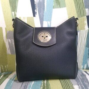 Dooney & Bourke Pebble Turnlock Sac 22 Leather Shoulder Bag In Brown Black Black